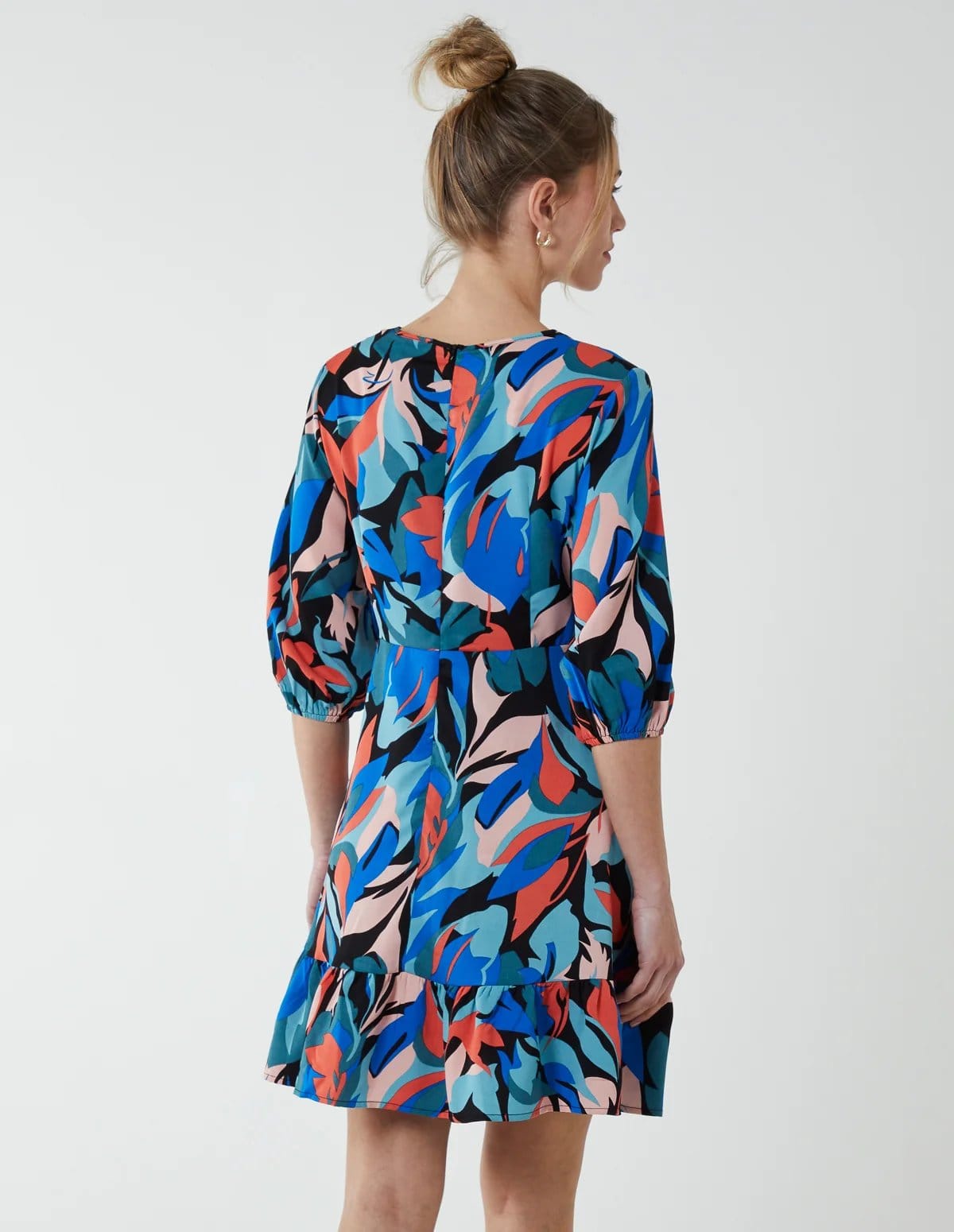 Blue Vanilla Tie Front 3/4 Sleeve Dress - 4