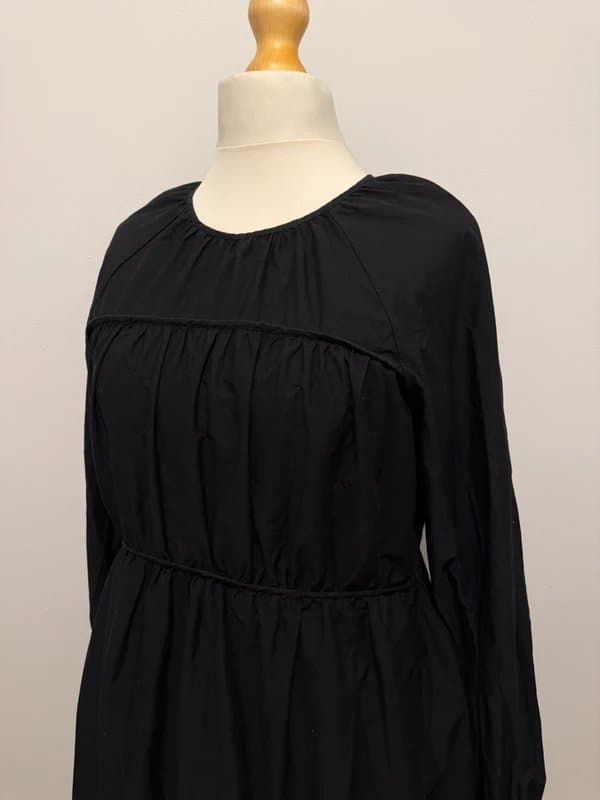 ASOS Design ASOS Design Black Cotton Smock Dress, Long Sleeve Tiered Dress - Size UK 18