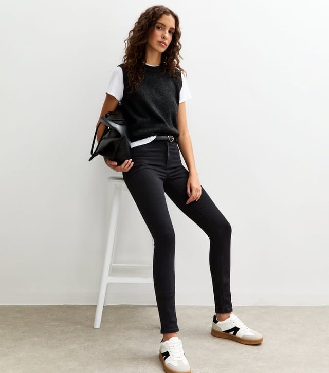 New Look Women's Tall Washed Black Mid Rise Amie Skinny Jeans New Look - 3