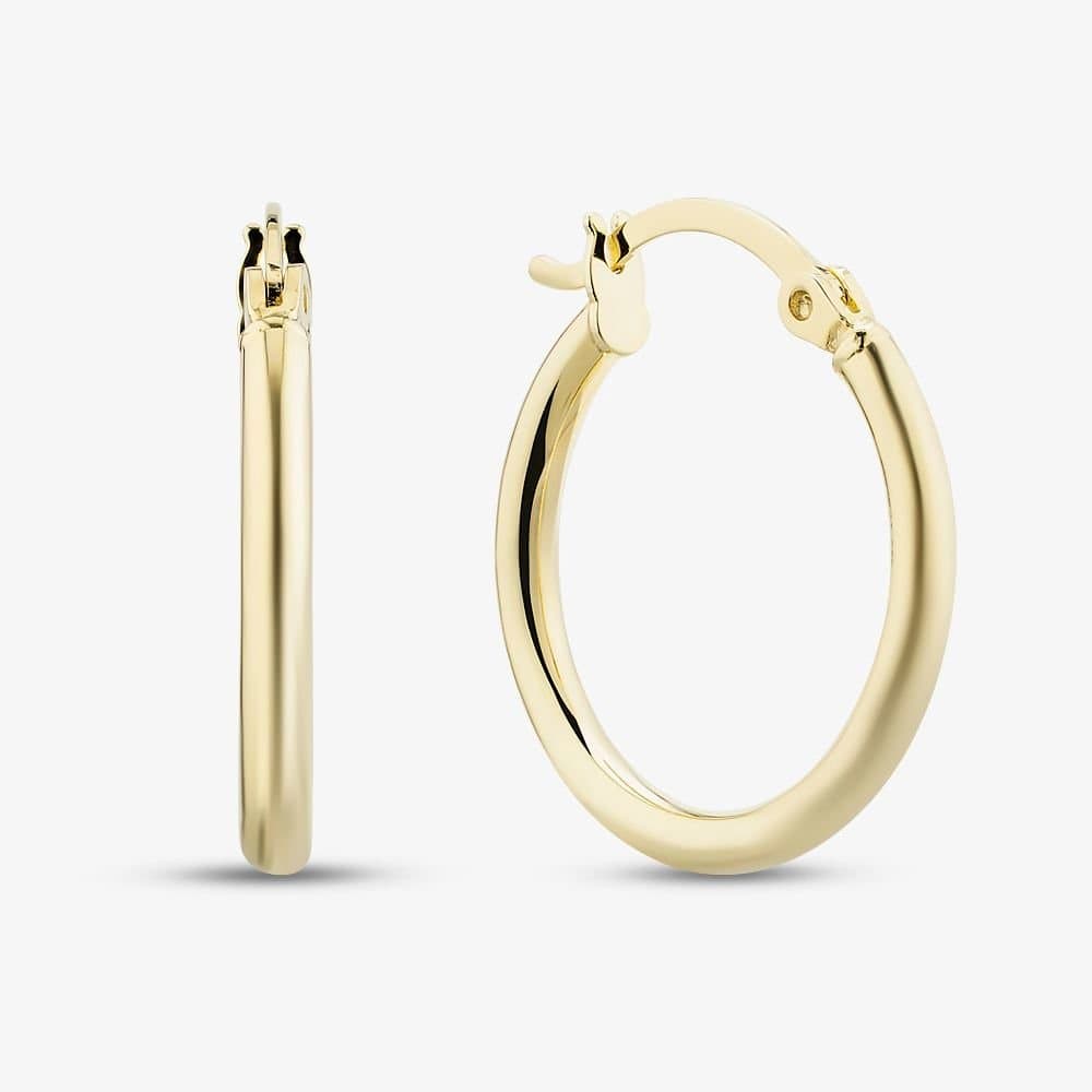T.H.Baker T.H.Baker Women's 9ct Yellow Gold 20mm Thin Tube Hoop Earrings E-SLRT-215-9Y