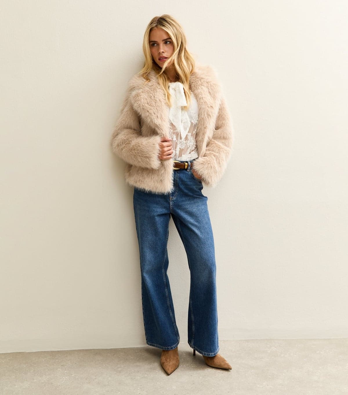 New Look New Look Cream Faux Fur Jacket