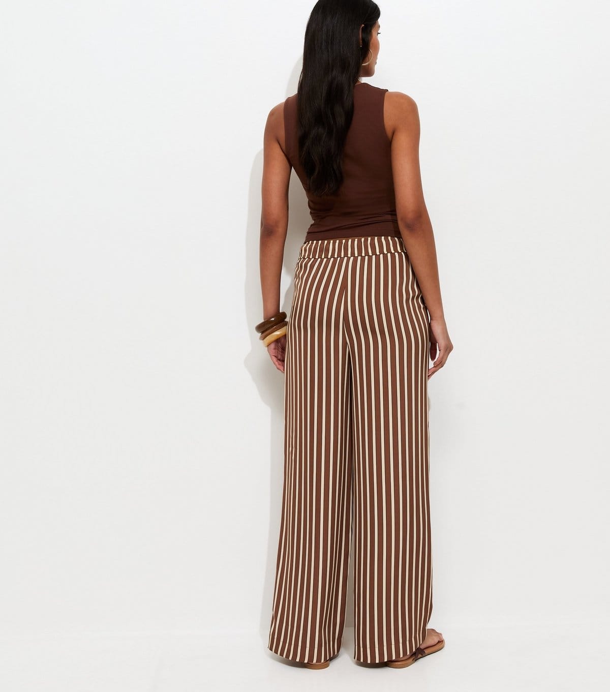 New Look Women's Cream Stripe Wide Leg Trousers New Look - 4