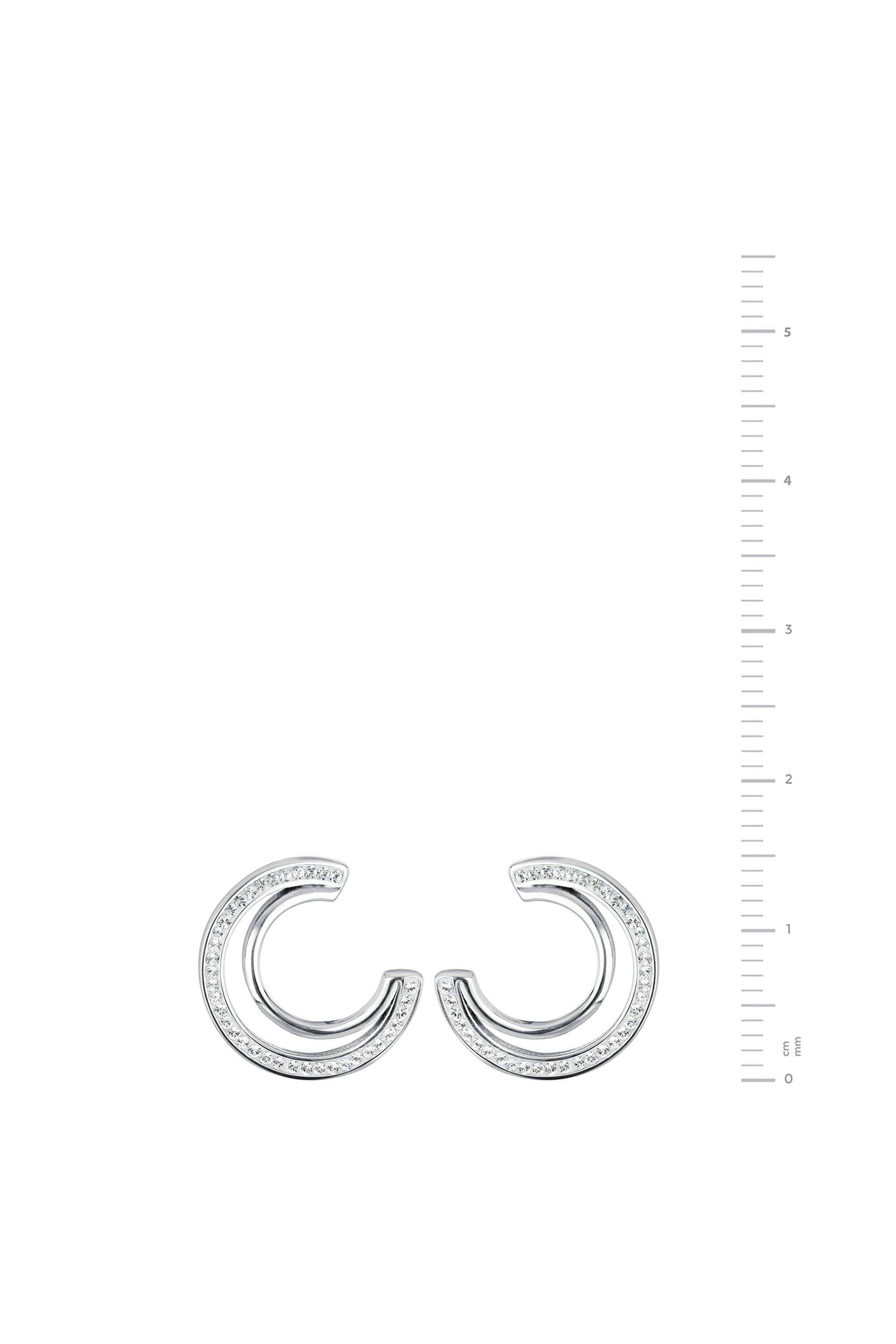The Fine Collective The Fine Collective Women's Crystal Double Crescent Stud Earrings in Silver - 4