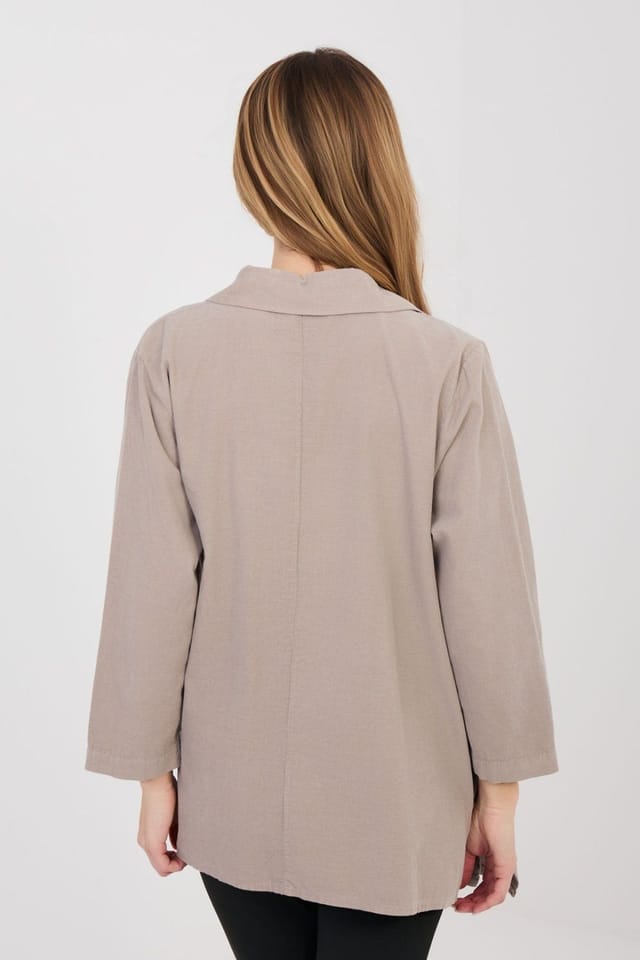 Love Lace Love Lace Women's Side Tie Cotton Long Sleeve Shirt in Beige - 3