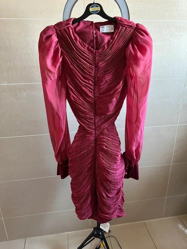 Asos luxe Raspberry ruched dress