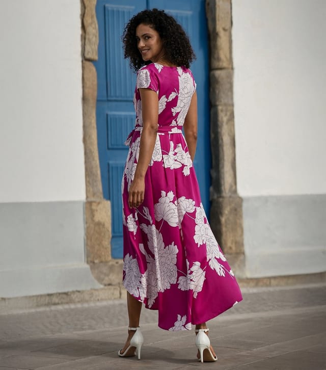 Yumi Women's Pink Blossom Print Wrap Dress Yumi New Look - 3