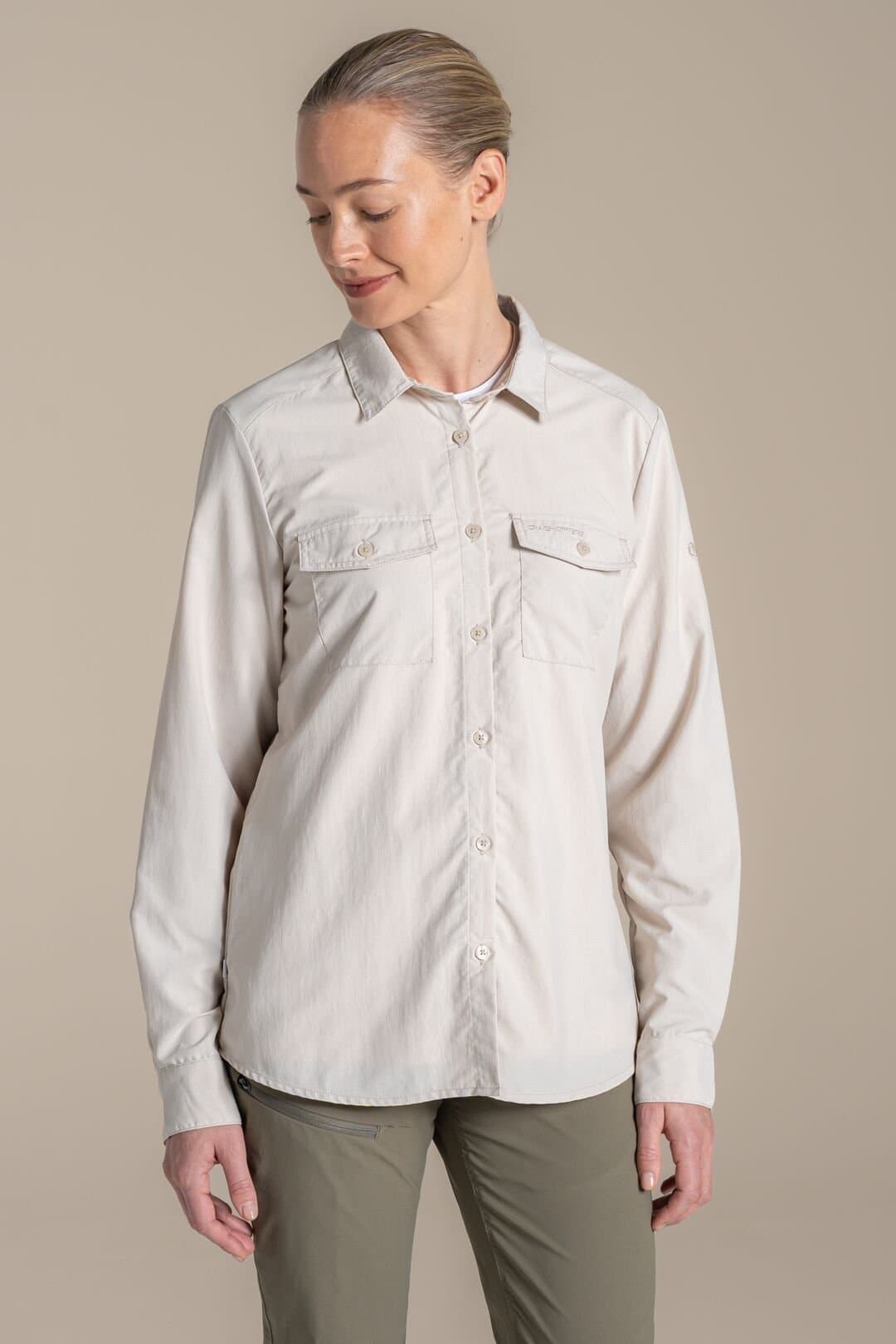 Craghoppers Craghoppers Women's NosiLife Loukkos Long Sleeved Shirt in Stone