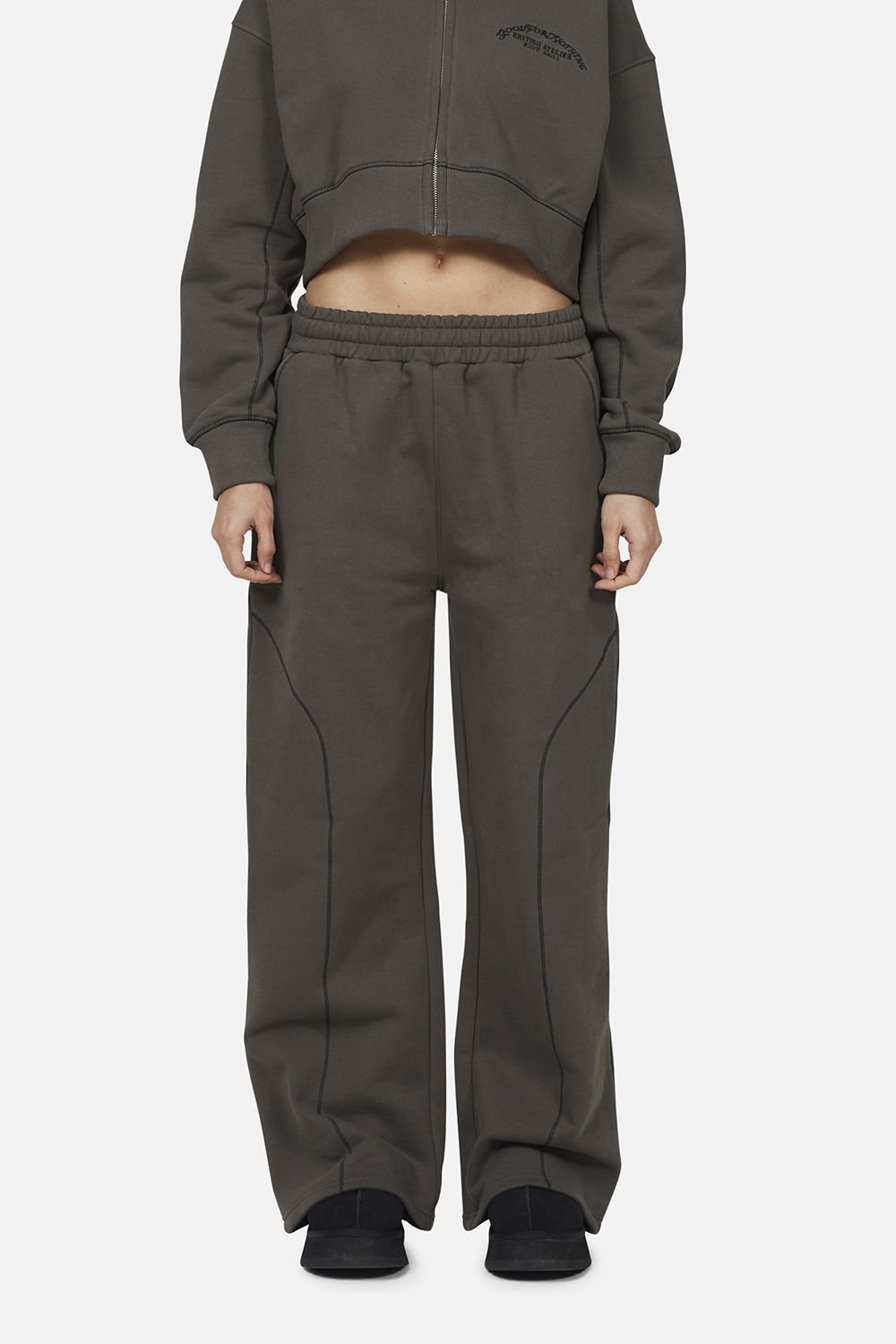 Good For Nothing Good For Nothing Women's Coverlock Stitching Baggy Joggers in Grey - 1