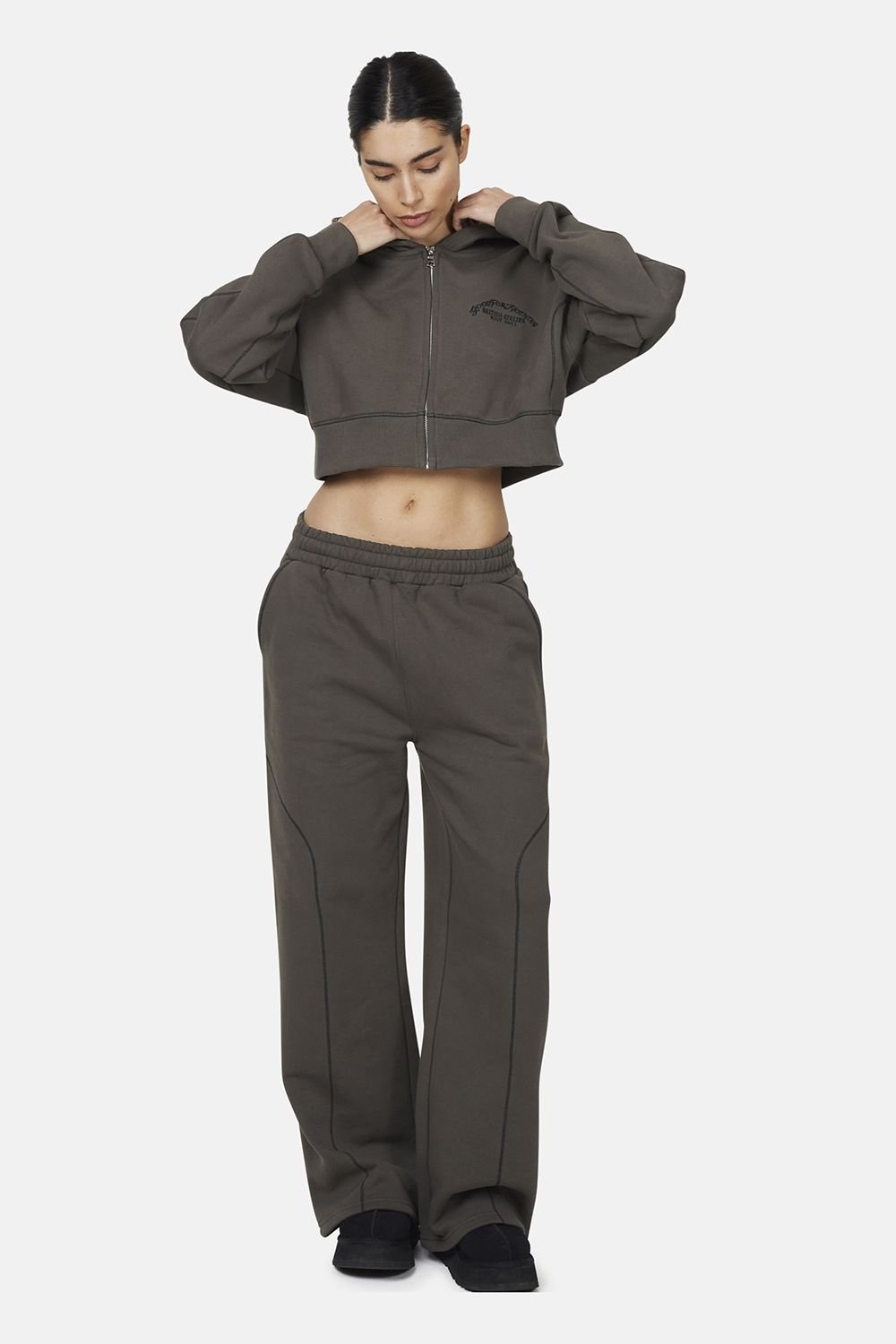 Good For Nothing Good For Nothing Women's Coverlock Stitching Baggy Joggers in Grey - 2