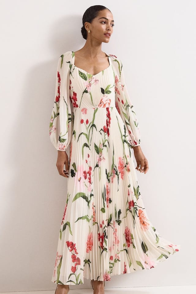 Phase Eight Phase Eight Women's Petite Reanna Pleated Maxi Dress in Off-White - 3