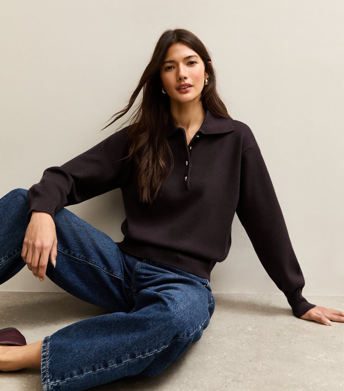 New Look Women's Light Purple Metallic Button Polo Shirt New Look