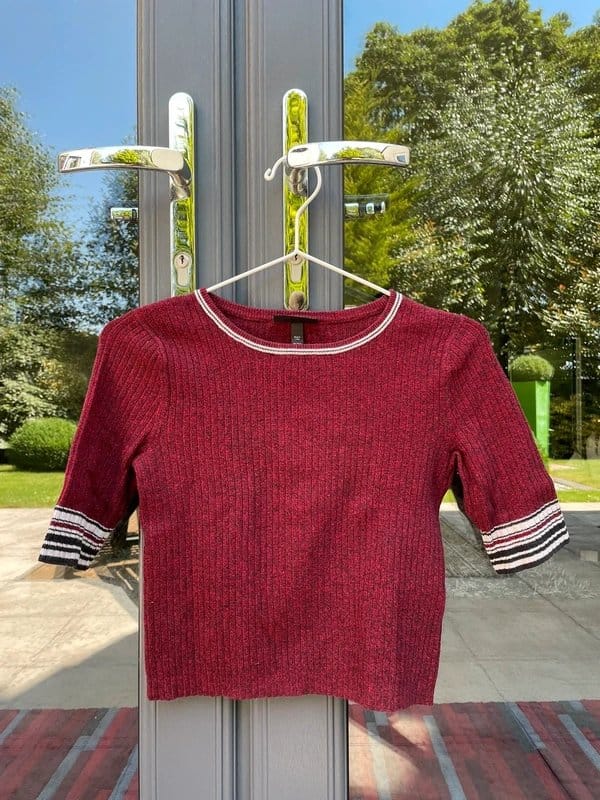 Topshop Red Ribbed Crop Top
