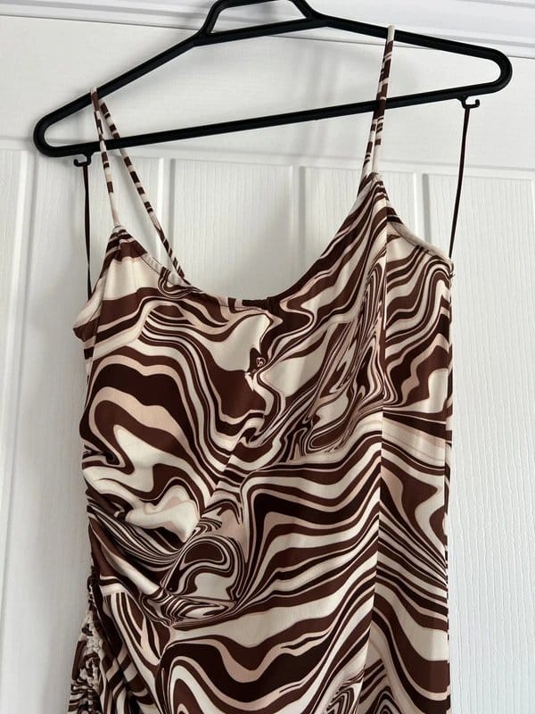 Bershka Brown Swirl Print Strappy Dress