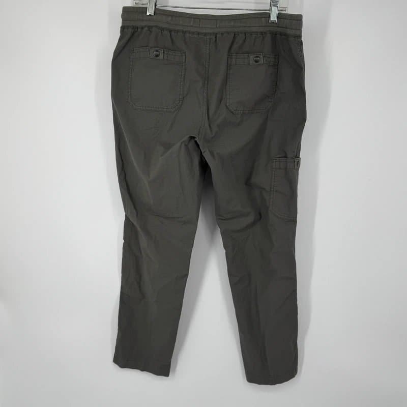 L.L. Bean L.L.Bean Women Petite Medium Cargo Pants Green Drawstring Stretch Outdoor Casual