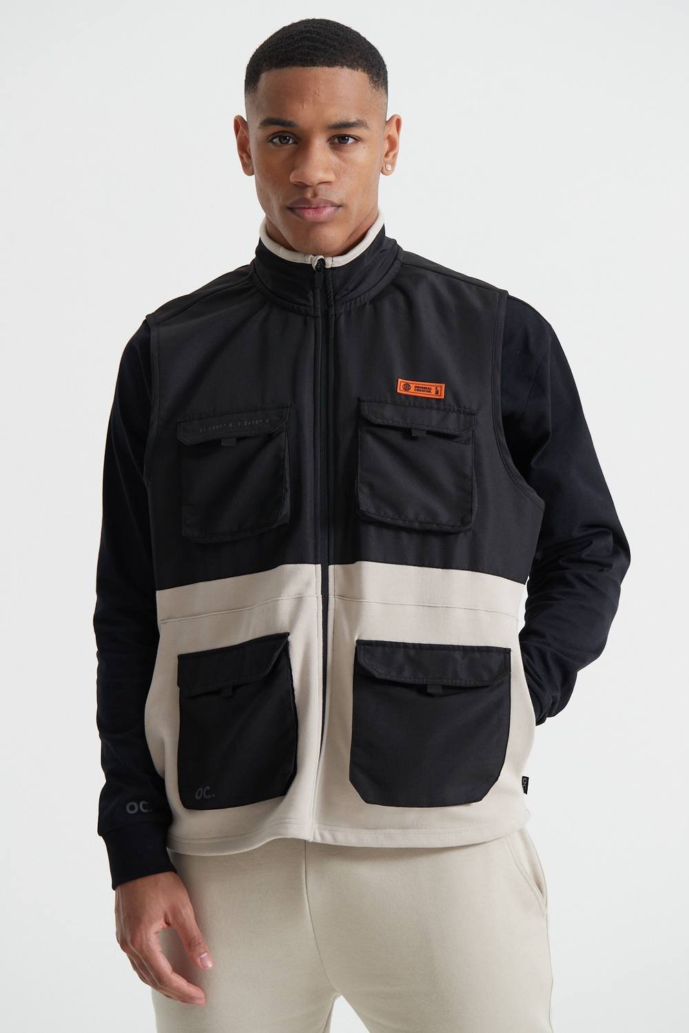 Original Creator Original Creator Men's Cargo Gilet - Sand Stone in Beige - 2