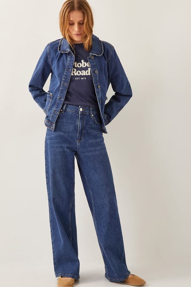 Monsoon Monsoon Women's Sadie Ruffle Denim Jacket Blue - 2