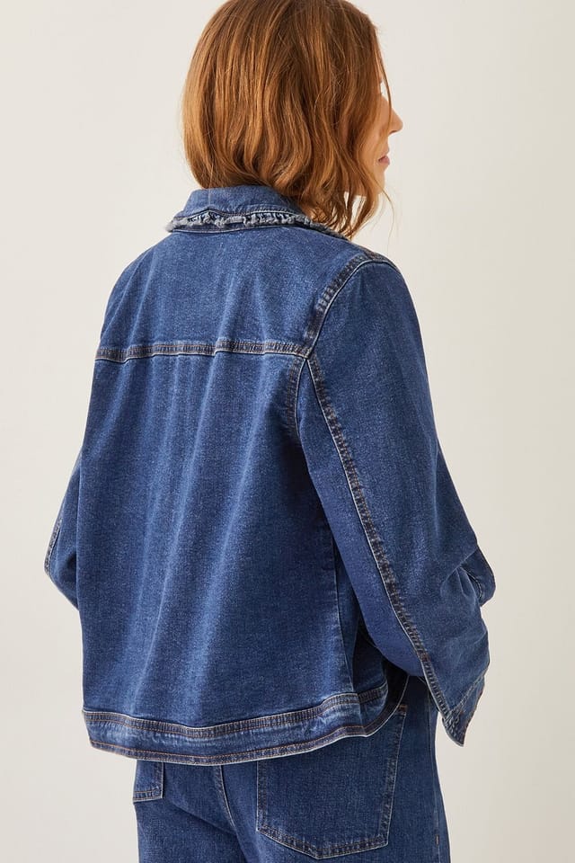 Monsoon Monsoon Women's Sadie Ruffle Denim Jacket Blue - 3