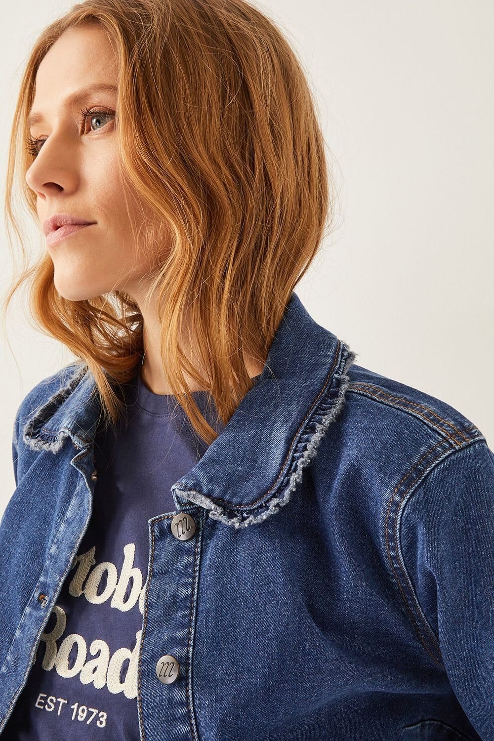 Monsoon Monsoon Women's Sadie Ruffle Denim Jacket Blue - 4