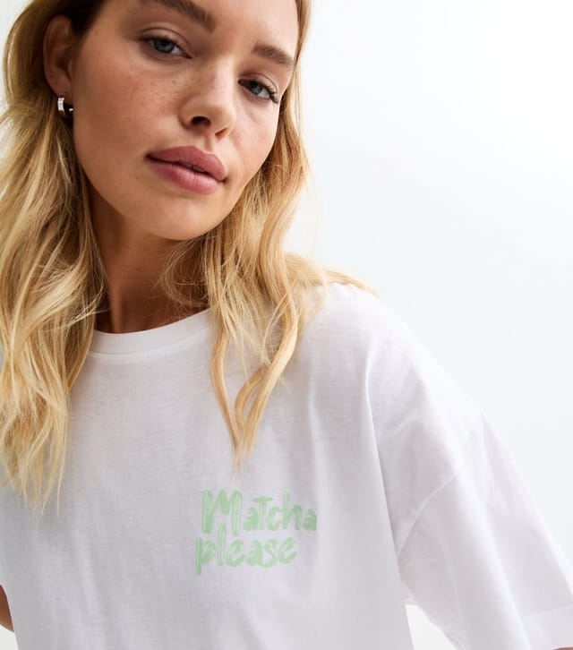 New Look Women's White Matcha Please Oversized Printed T-Shirt New Look - 2