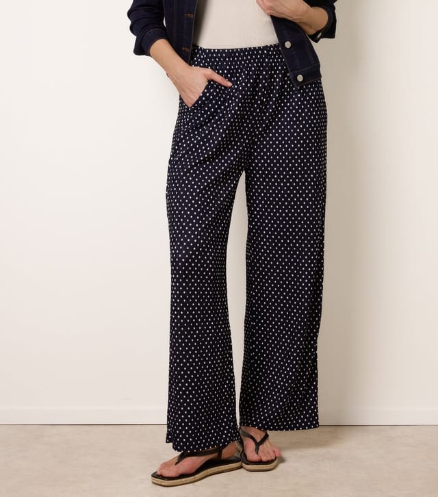 Blue Vanilla Women's Navy Polka Dot Wide Leg Trousers Blue Vanilla New Look - 2