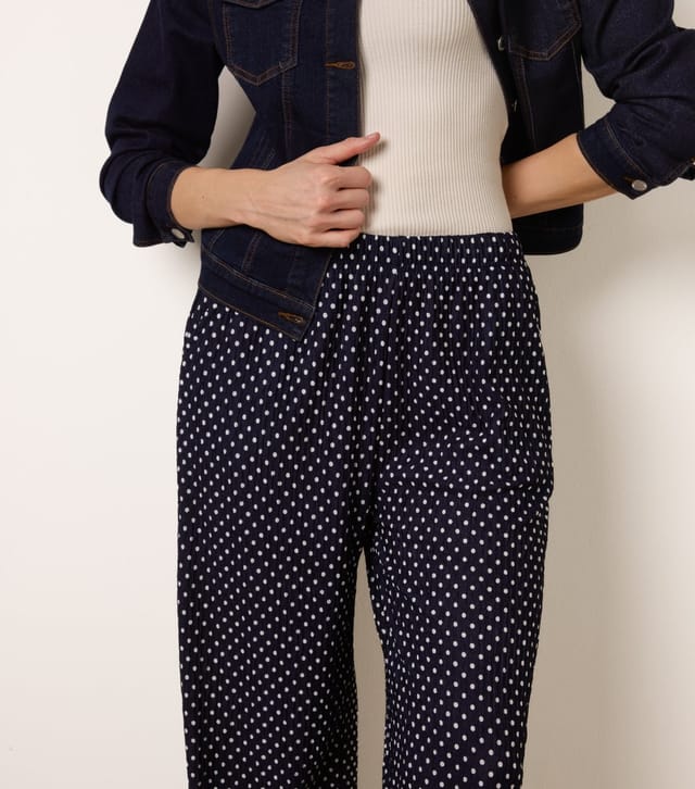 Blue Vanilla Women's Navy Polka Dot Wide Leg Trousers Blue Vanilla New Look - 3