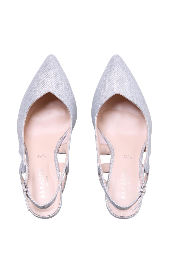 Paradox London Paradox London Women's Glamora' Wide Fit Slingback Heels in Silver - 3