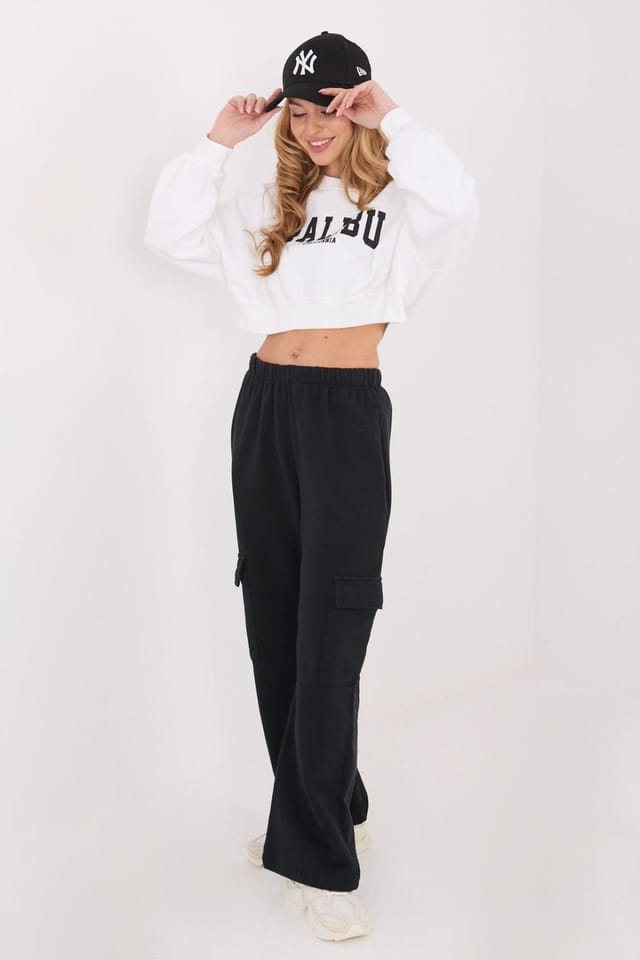 Love Lace Love Lace Women's Cotton Elastane Casual Short Sweatshirt in White - 2