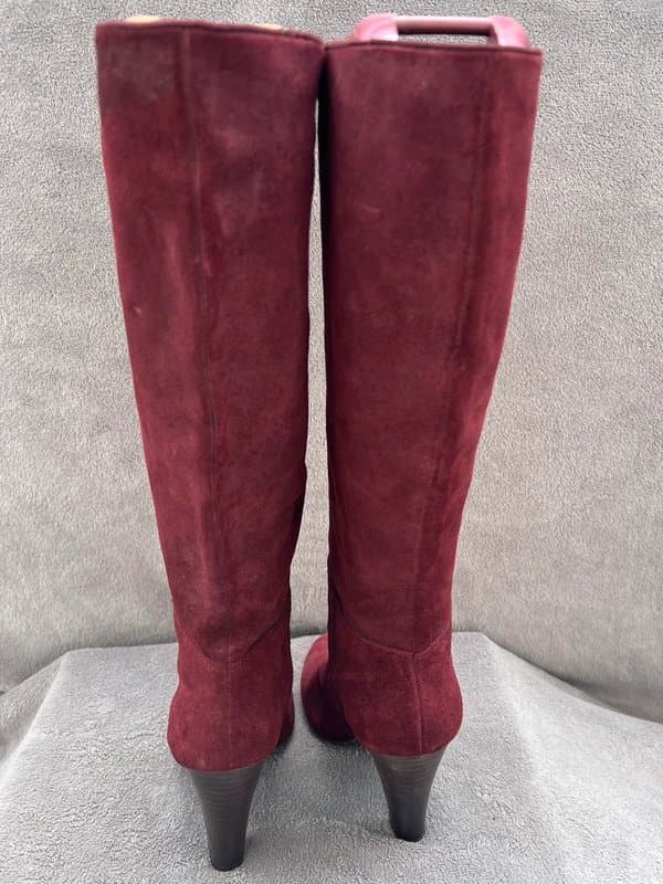 New Look Burgundy Knee High Boots Heels Suede