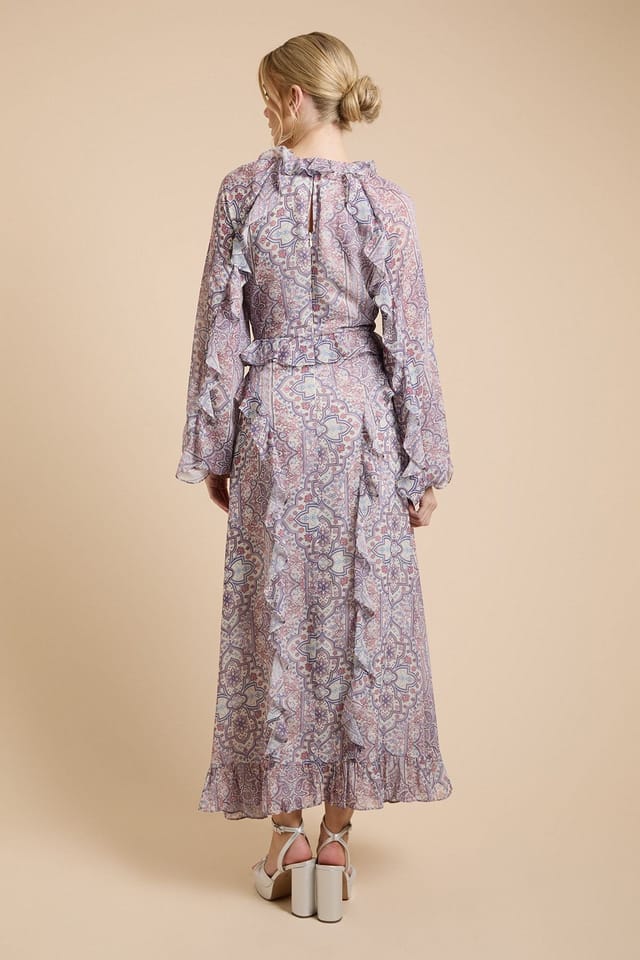 Oasis Oasis Women's Frill Keyhole Maxi Dress in Blue - 3