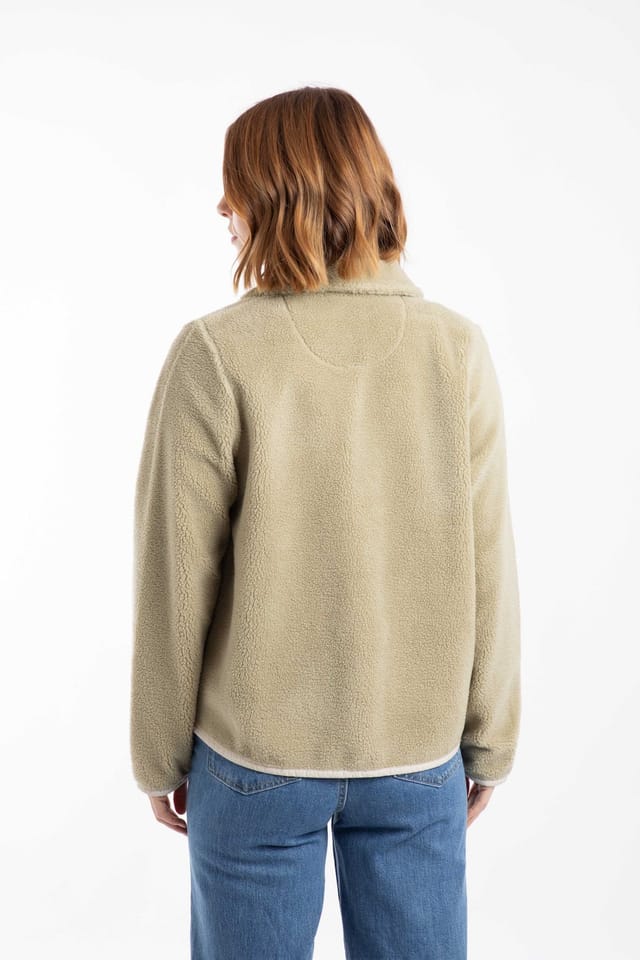 Weird Fish Weird Fish Women's Alessia Lightweight Borg Shacket in Pale Green - 3