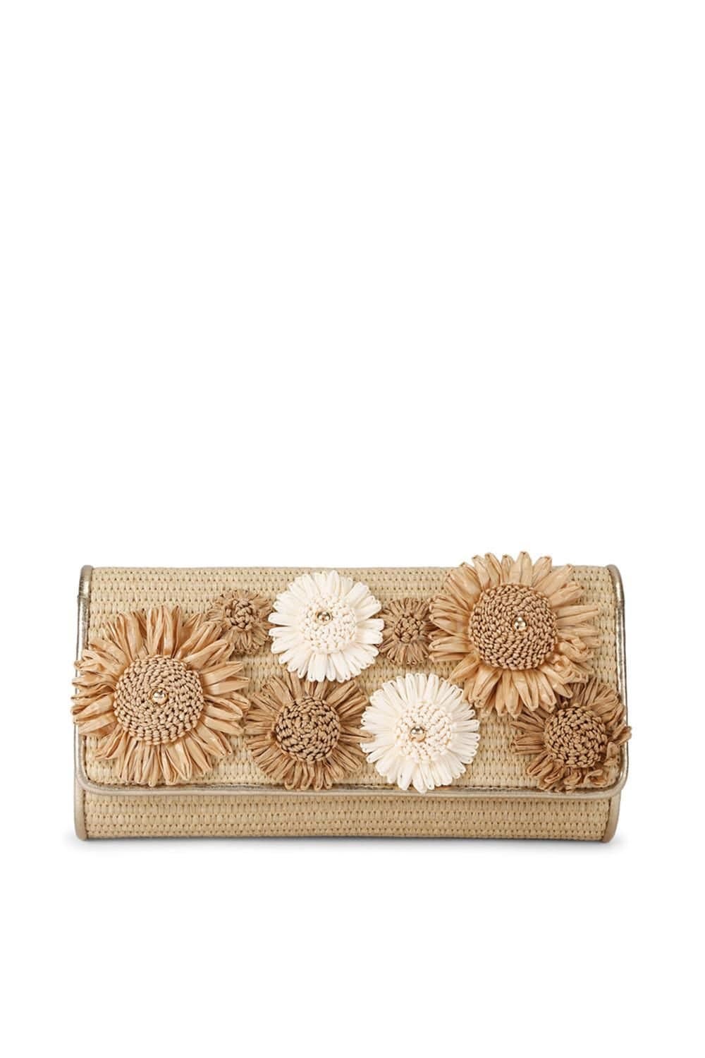 Carvela Carvela Beige Raffia Flower Clutch Bag