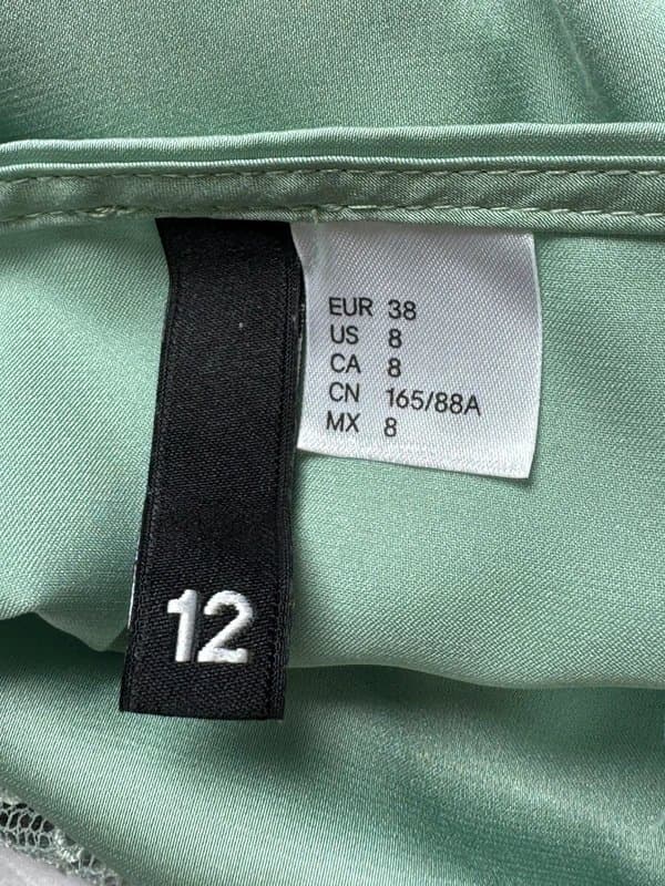 H&M H&M Mint Green Satin Lace Trim Cami Top / V Neck / UK 12