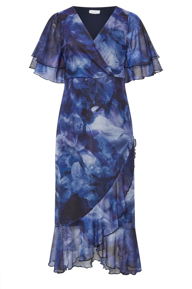 Yours Yours Women's Printed Wrap Dress in Blue - 2