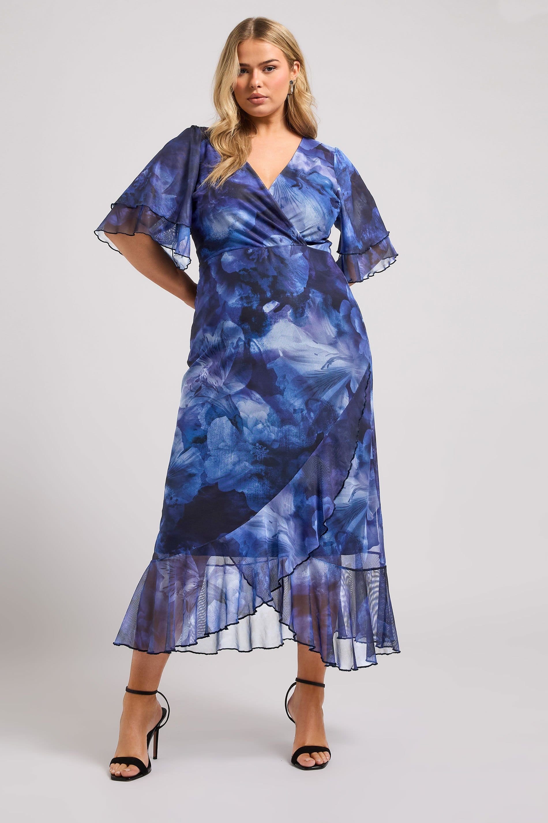 Yours Yours Women's Printed Wrap Dress in Blue - 4