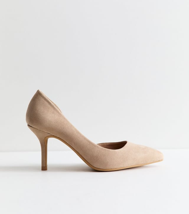 New Look Women's Wide Fit Light Brown Faux Suede D'Orsay Court Shoes Vegan New Look - 2