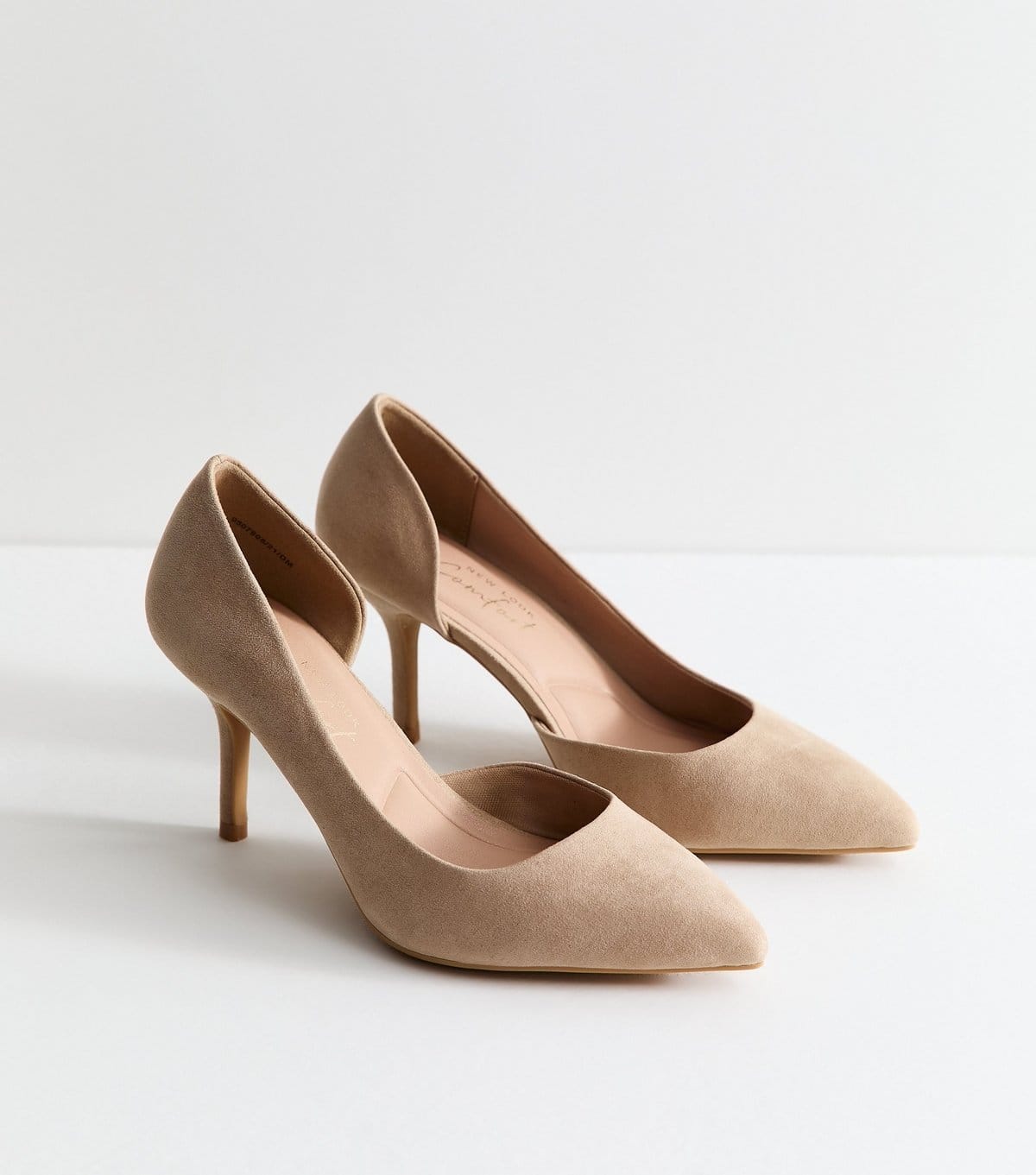 New Look Women's Wide Fit Light Brown Faux Suede D'Orsay Court Shoes Vegan New Look - 4