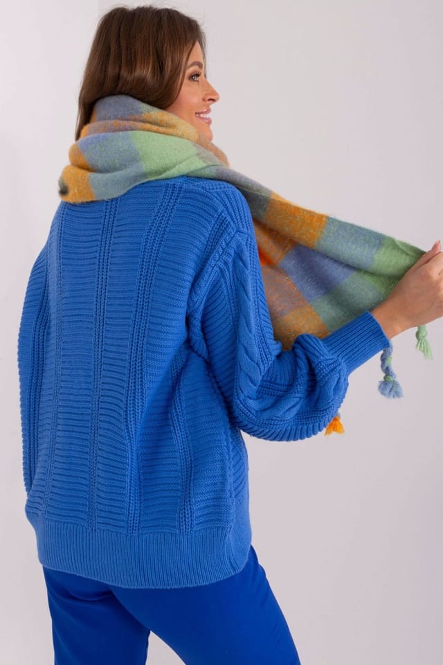 Love Lace Love Lace Women's Long Colorful Plaid Polyester Scarf Wrap with Tassels Neck in Orange - 3