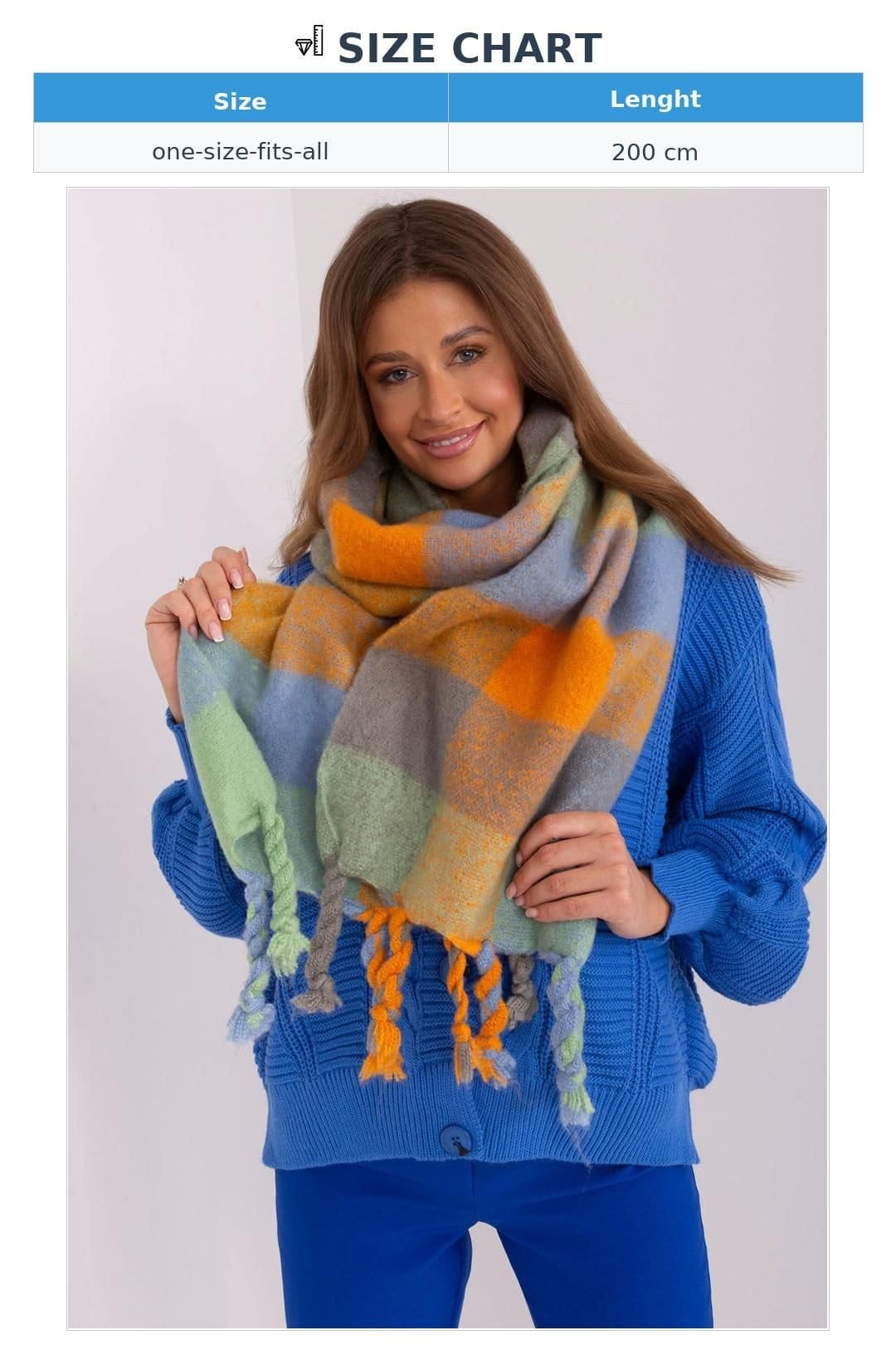 Love Lace Love Lace Women's Long Colorful Plaid Polyester Scarf Wrap with Tassels Neck in Orange - 4