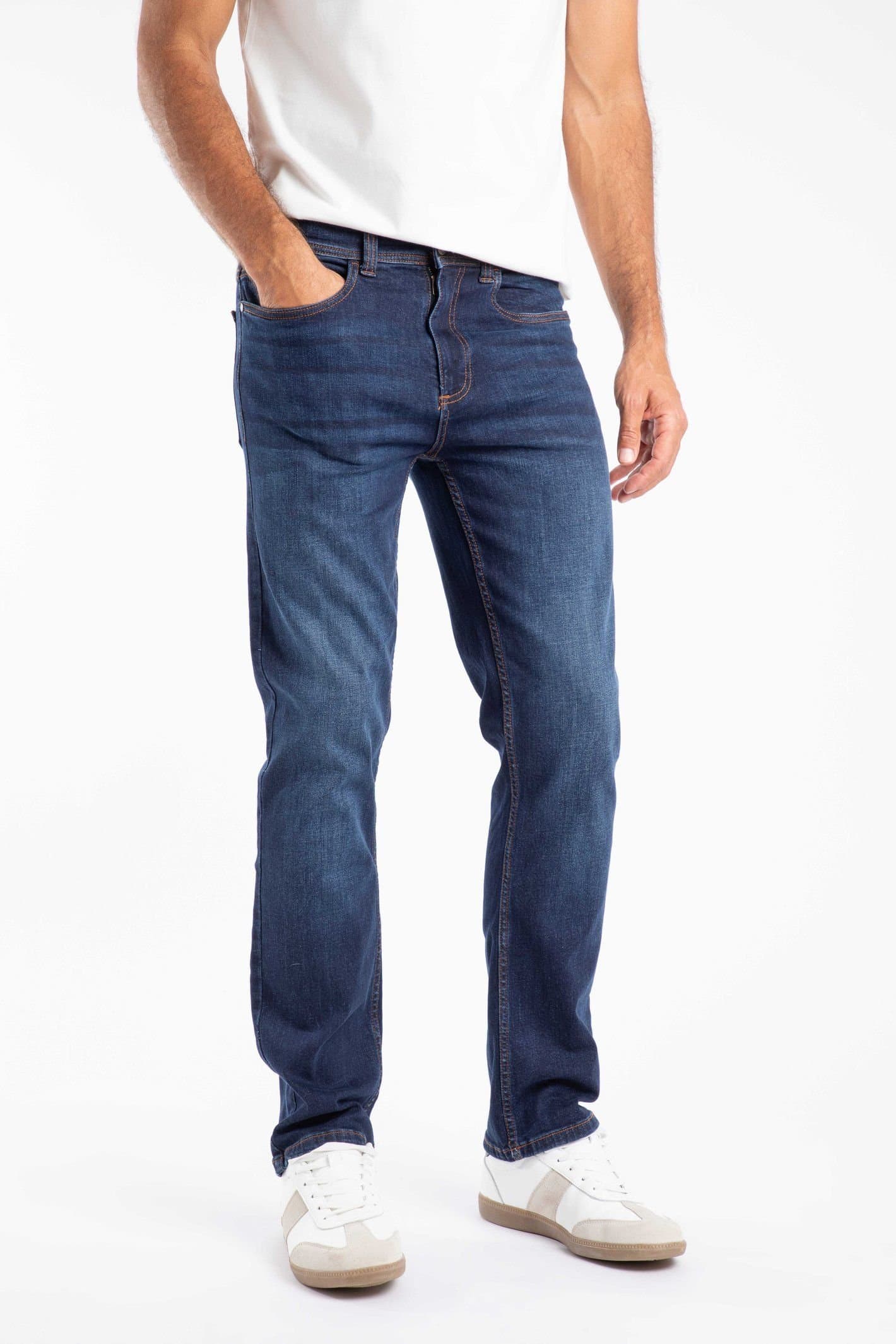 Weird Fish Weird Fish Men's Eddie Straight Leg Denim Jeans in Dark Blue