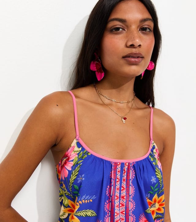 New Look Women's Blue Parrot Print Crepe Cami Midi Dress New Look - 2