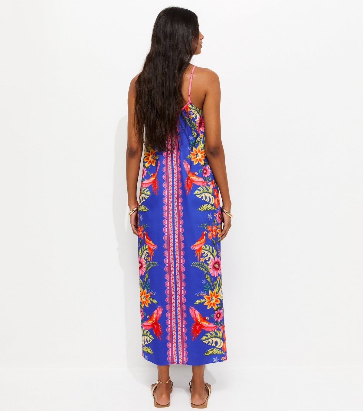 New Look Women's Blue Parrot Print Crepe Cami Midi Dress New Look - 4