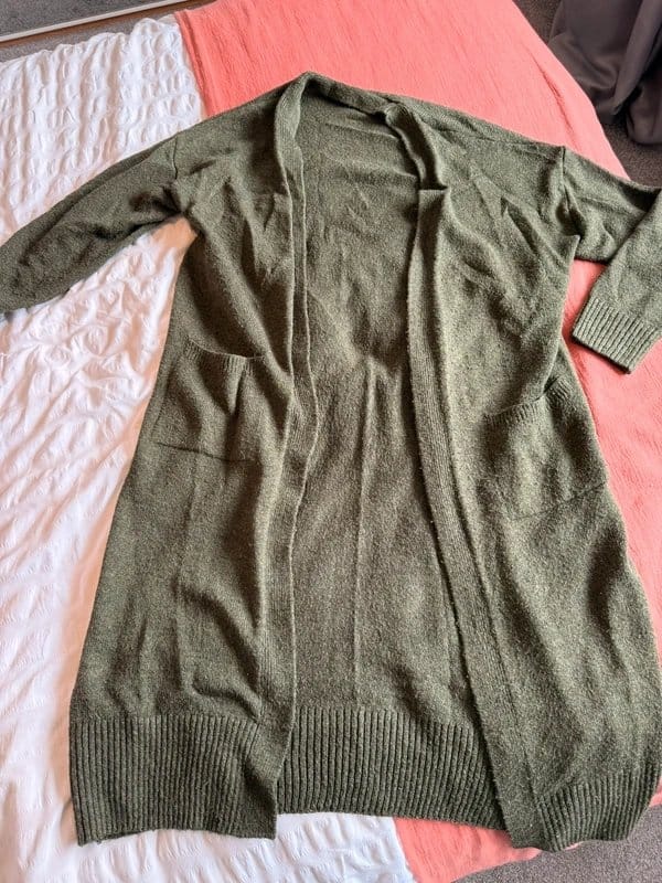 New Look New Look Khaki Longline Cardigan Size Medium - 1
