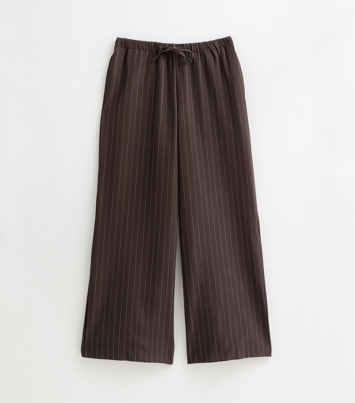New Look Women's Petite Brown Woven Pinstripe Wide Leg Tailored Trousers New Look