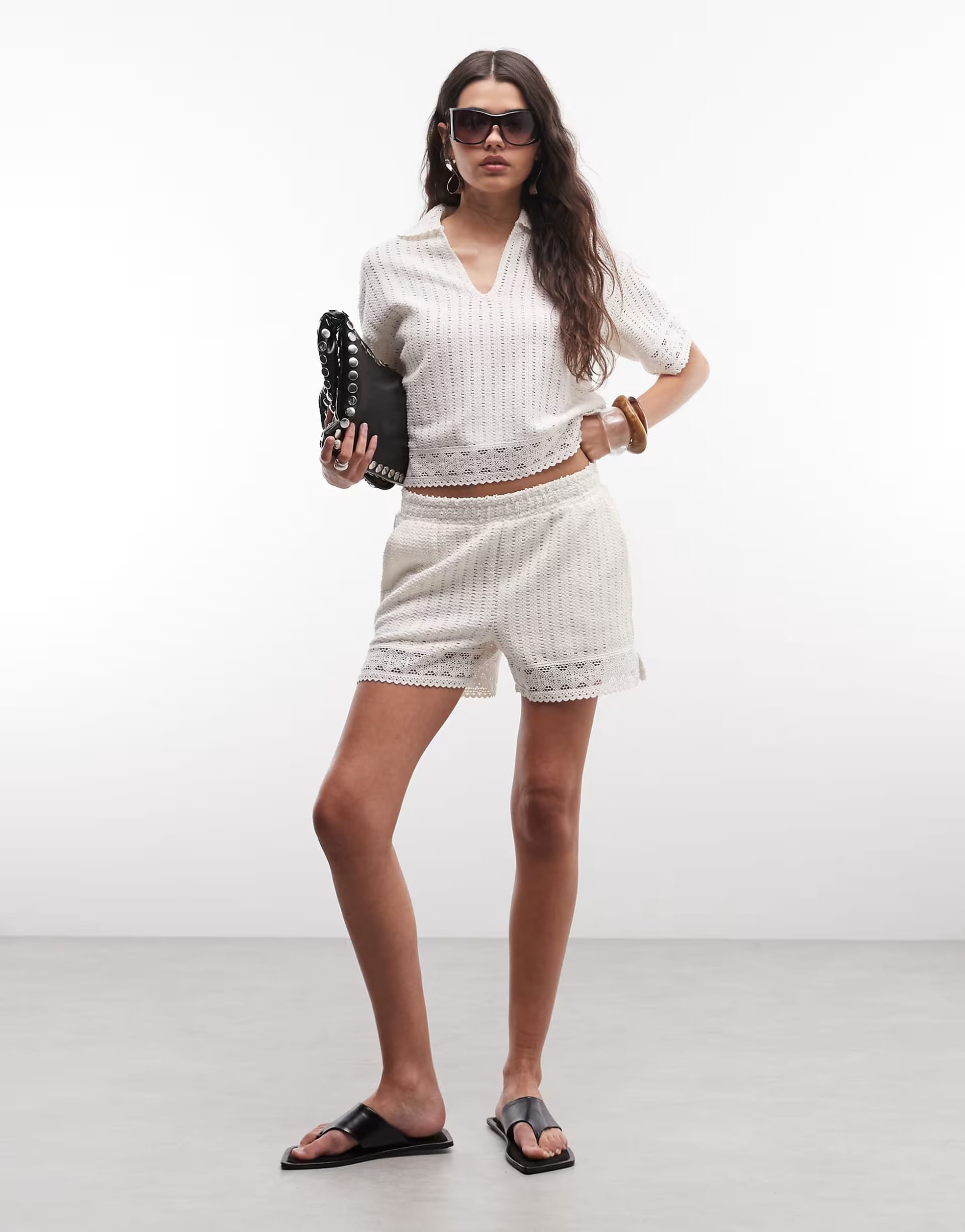 ASOS AllSaints White Crochet Co-ord Set