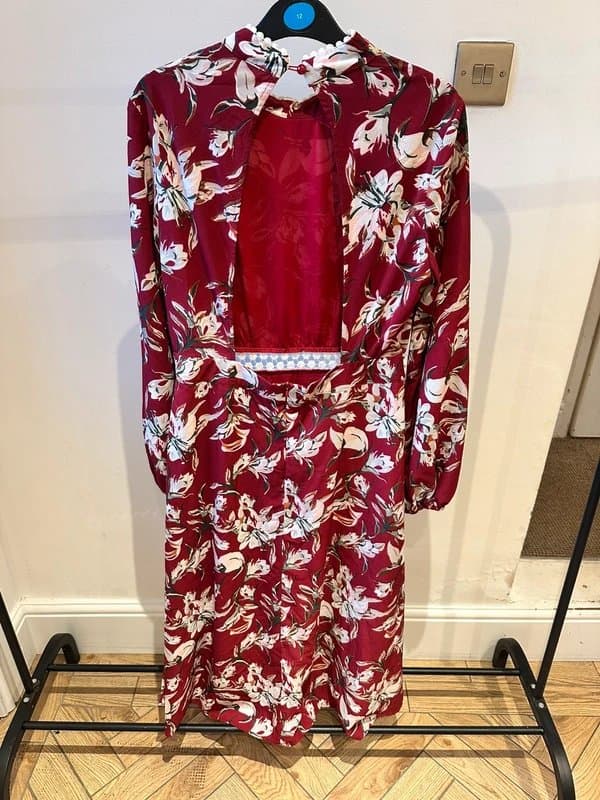 Boohoo Boohoo Red floral backless midi dress