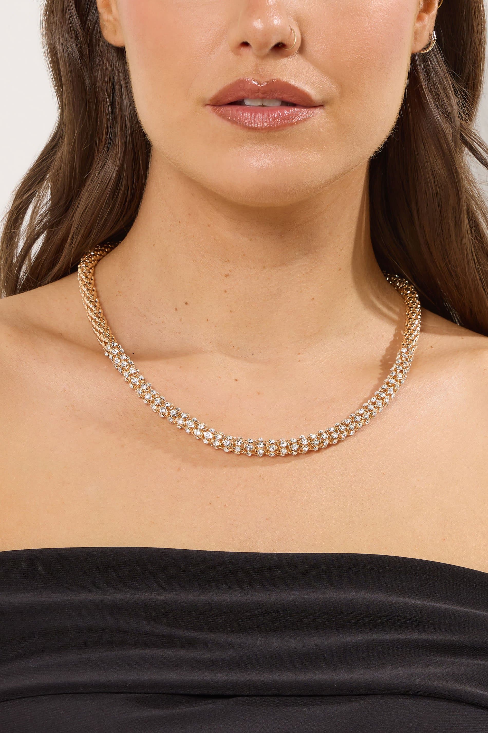 Yours Gold Tone Diamante Rope Necklace