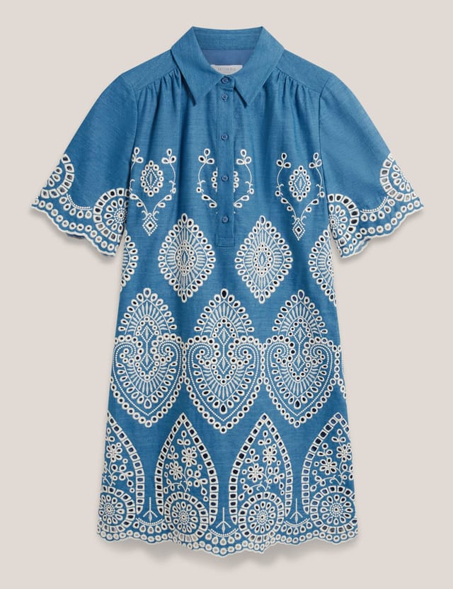 Hobbs London Hobbs London Women's Daria Embroidered Mini Dress in Bright Blue - 2