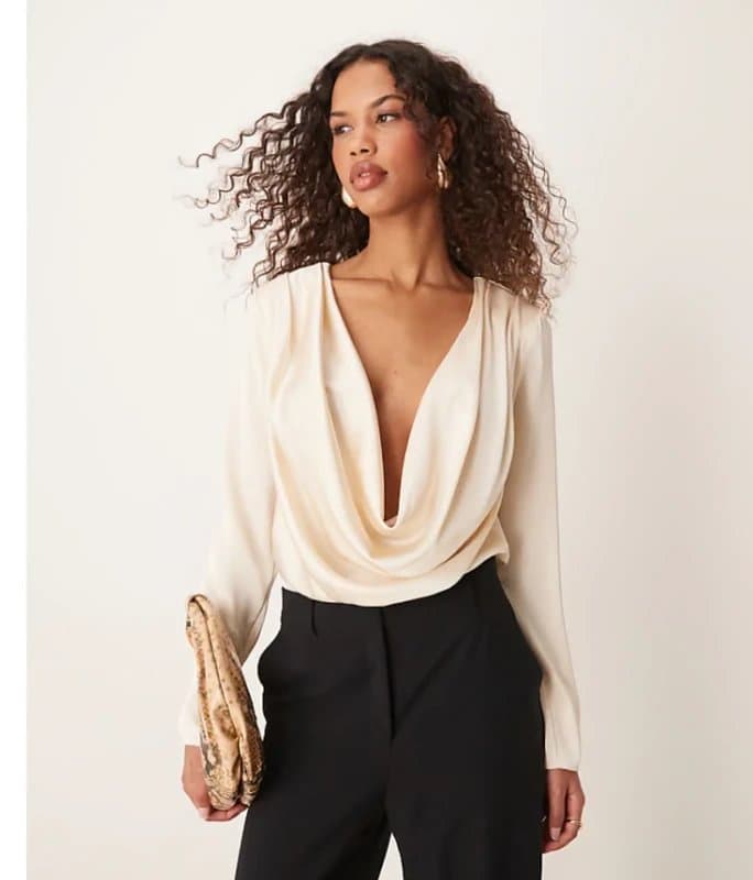 ASOS Design Asos design cowl neck satin bodysuit 8