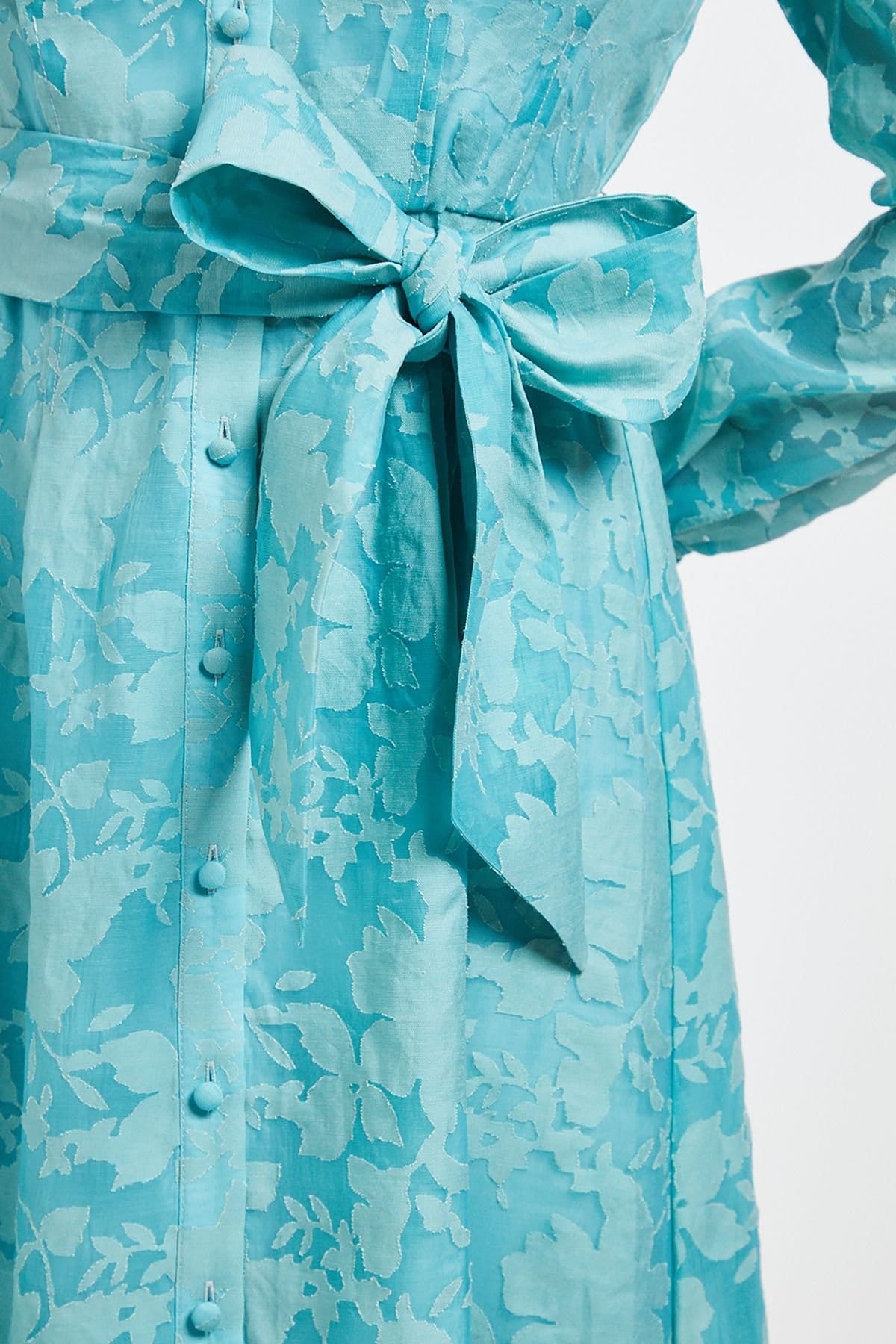 Wallis Wallis Women's Petite Floral Organza Belted Midi Dress in Blue - 4