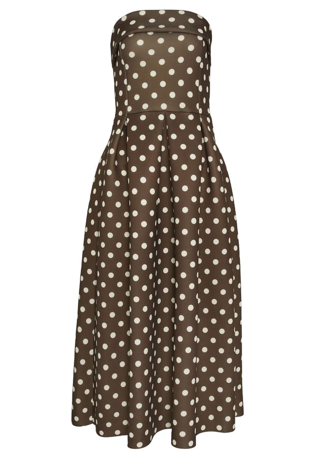 Long Tall Sally Long Tall Sally Women's Tall Spot Pleated Midi Dress in Chocolate - 2